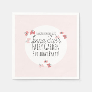 Butterflies Garden Birthday Rosa Pappersservett