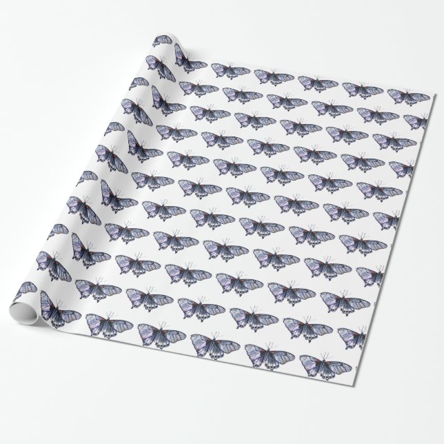 Butterflies Gift Wrap Presentpapper (Utrullad)