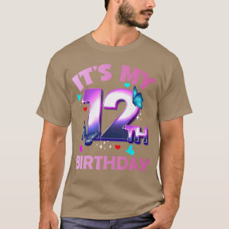 Butterflies Girls and Boys Its My 12th Birthday bo T Shirt