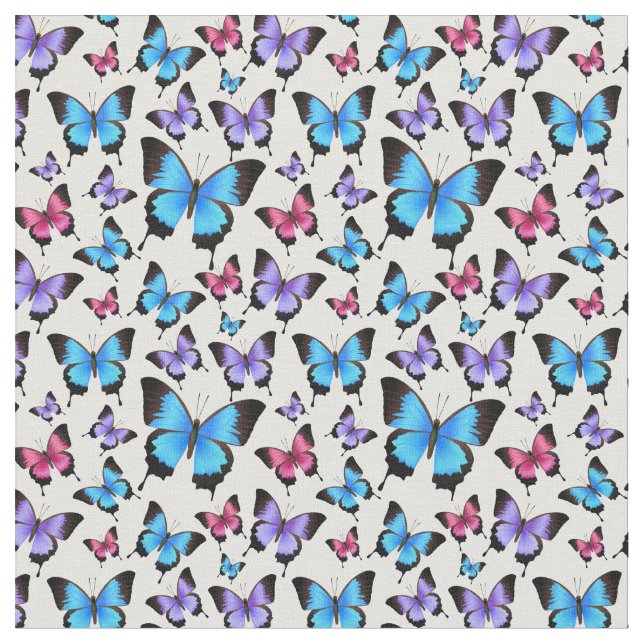 Butterflies Girly Fabric Tyg (Närbild)