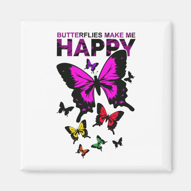 Butterflies gör mig Lycklig Magnet (Framsidan)