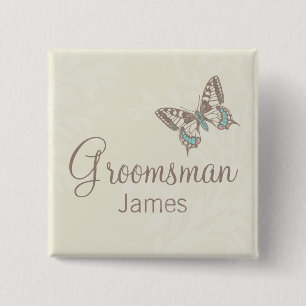 Butterflies Groomsman kräm bröllop pin / knapp