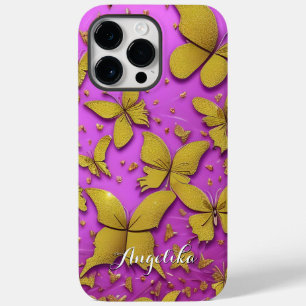 Butterflies Guld Glitter Rosa Background
