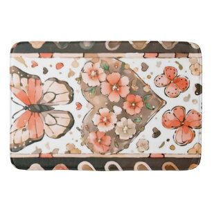 Butterflies, Heartors and Flowers Badrumsmatta