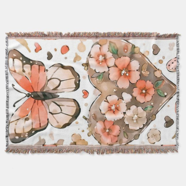 Butterflies, Heartors and Flowers Filt (Framsidan)