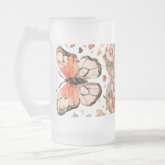 Butterflies, Heartors and Flowers Frostat Ölglas