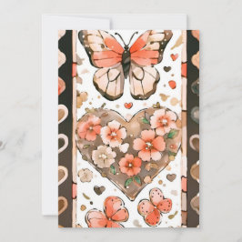 Butterflies, Heartors and Flowers Julkort