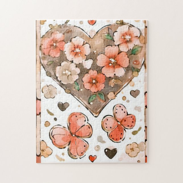 Butterflies, Heartors and Flowers Pussel (Vertikal)