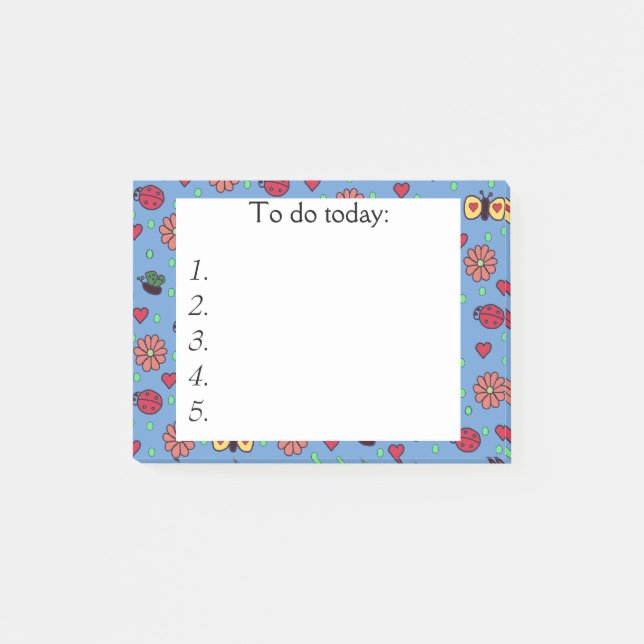 Butterflies, Hearts and Flowers Post it Notes Post-it Block (Framsida)