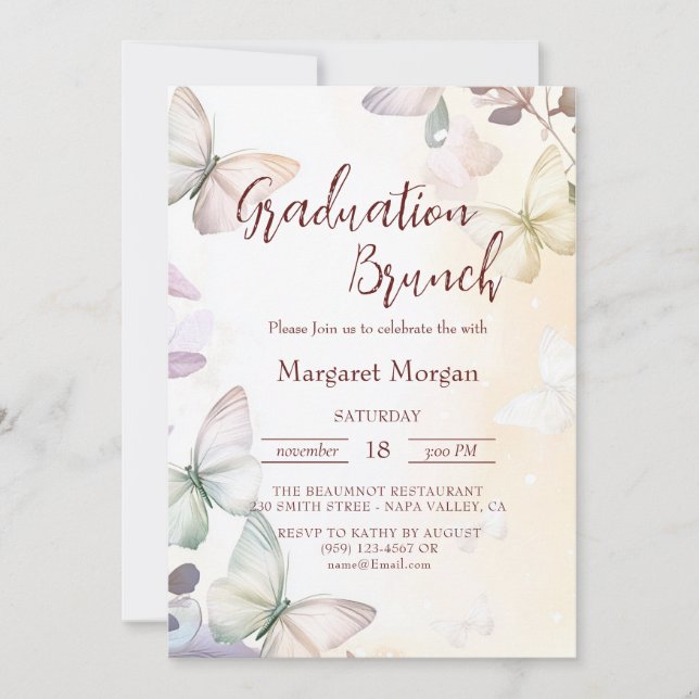 Butterflies I Blommigt Möhippa Brunch Inbjudningar (Framsida)