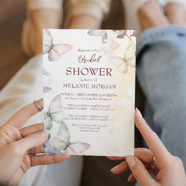 Butterflies I Blommigt Möhippa Inbjudningar (Skapare uppladdad)