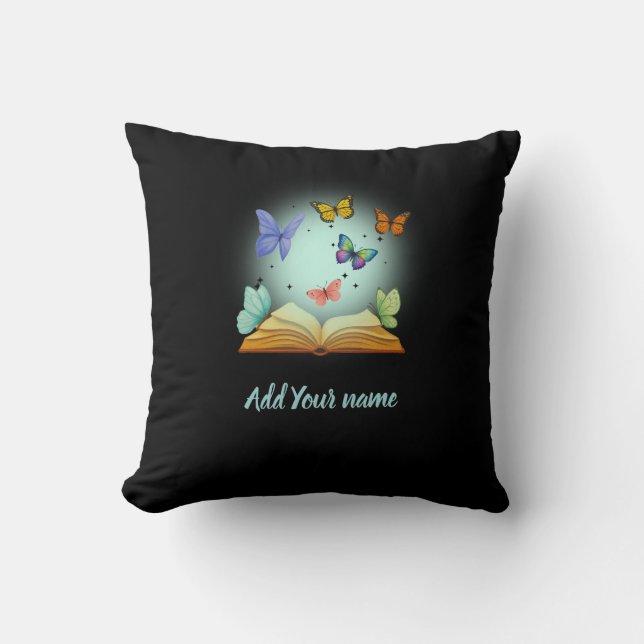 Butterflies in Book Throw Pillow Kudde (Framsida)