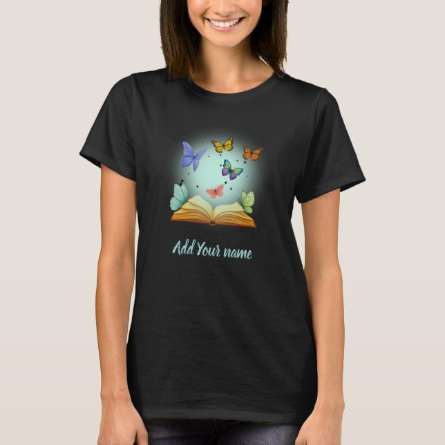 Butterflies in Book Tshirt T Shirt (Framsida)