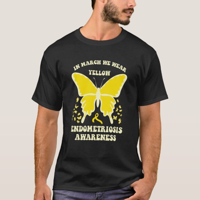 butterflies in march we wear yellow endometriosis  t shirt (Framsida)