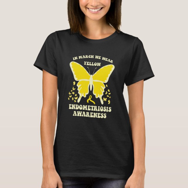 butterflies in march we wear yellow endometriosis  t shirt (Framsida)