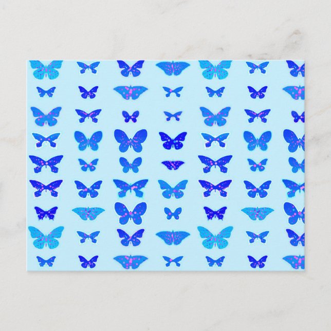 Butterflies, indigo, himlar blå bakgrund vykort (Framsida)