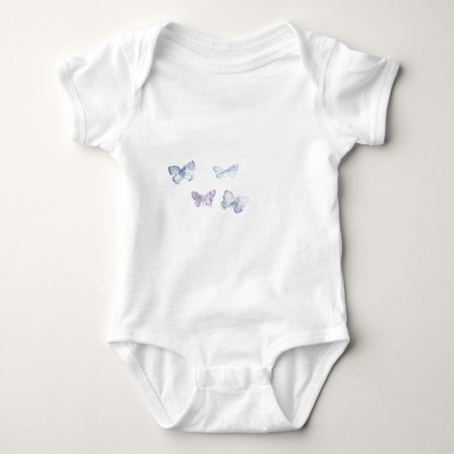 'Butterflies' Infant All-in-One 'Creeper' T Shirt (Framsida)