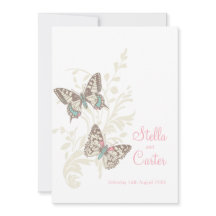 Butterflies inveckad rosa kräm vit bröllop