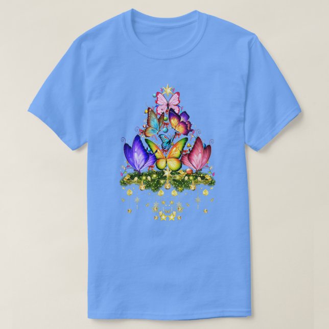 Butterflies Julgran Ljus Helgdag Butterfl T Shirt (Design framsida)
