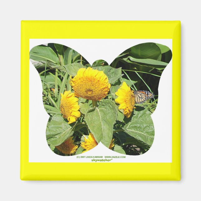 BUTTERFLIES KÄRLEK SUNFLOWERS MAGNET (Framsidan)