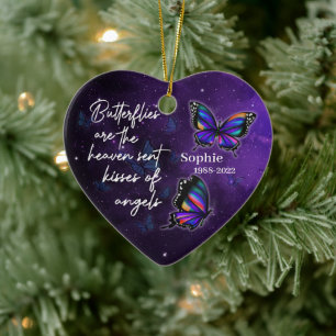 Butterflies kisses of änglar - Personlig Cerami Julgransprydnad Keramik
