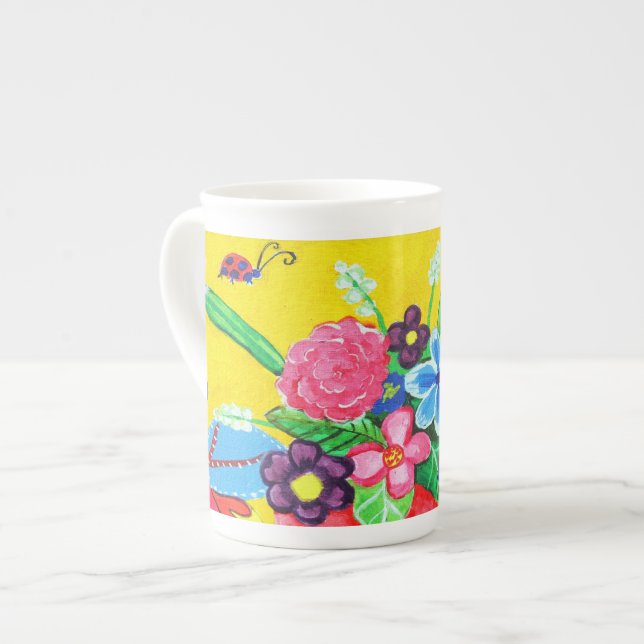 Butterflies & Ladybugs Bone China Mugg Benporslin Mugg (Framsida vänster)