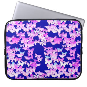 Butterflies, lavender och mörk blått laptop sleeve