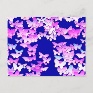 Butterflies, lavender och mörk blått vykort