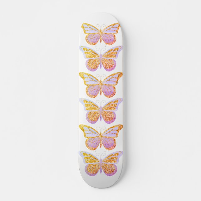 Butterflies Lila Guld Gnistra Mini Skateboard Bräda 18,5 Cm (Framsida)