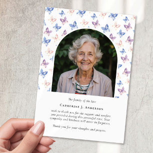 Butterflies Lilac Blue Sympathy Photo Funeral Tack Kort