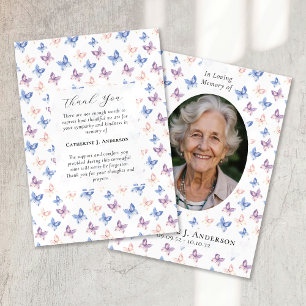 Butterflies Lilac Blue Sympathy Photo Funeral Tack Kort