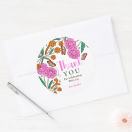 Butterflies Lovers Pink Floral Script Bridal Runt Klistermärke
