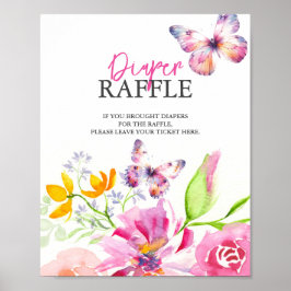 Butterflies & Lullabies Diaper Raffle Baby Shower Poster