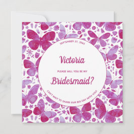 Butterflies Magenta Rosa är min bridesmaid Inbjudningar