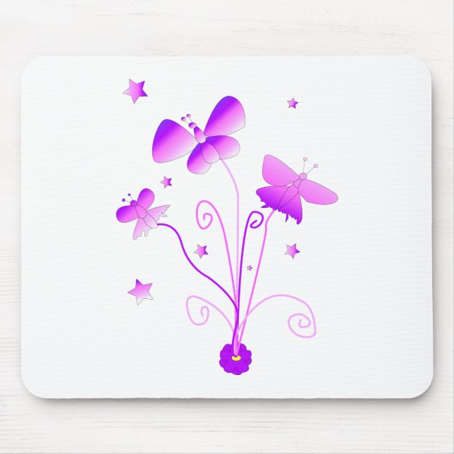 Butterflies med Flower Mousepads Musmatta (Framsidan)