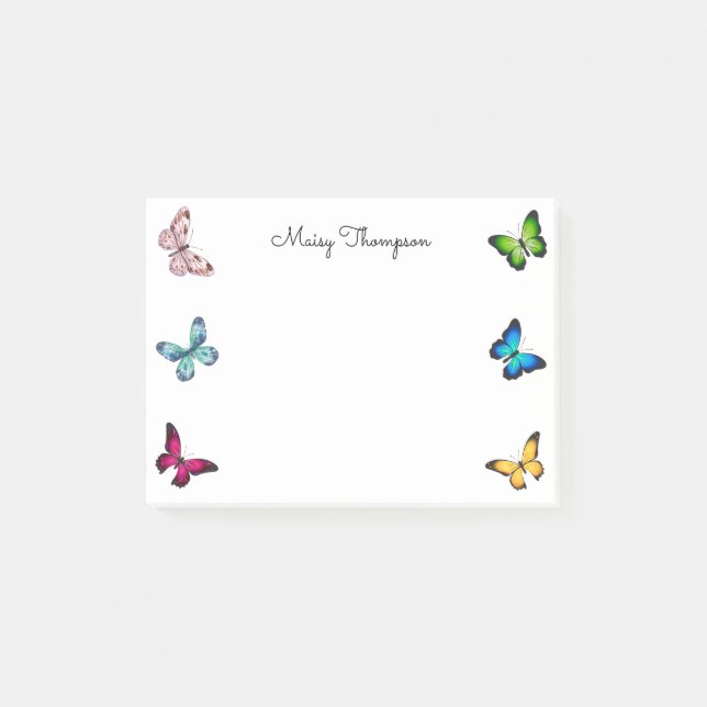 Butterflies Monogram Namn Post-it Block (Framsida)