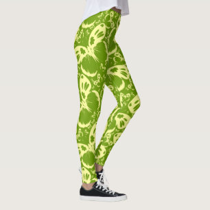 Butterflies Mönster Background Grönt Leggings