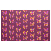Butterflies Mönster på Vin Red