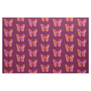 Butterflies Mönster på Vin Red Tyg