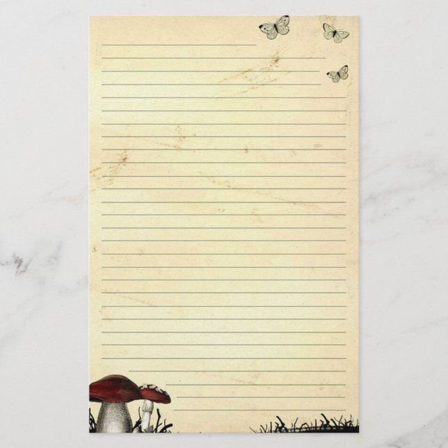 Butterflies & Mushroom Linted Old Papper Stationer (Framsida)