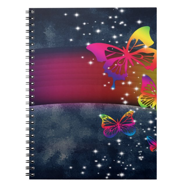 Butterflies n Rainbows Anteckningsbok Med Spiral (Framsidan)