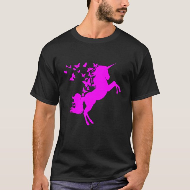 Butterflies N Unicorns Magical Fairies T Shirt (Framsida)