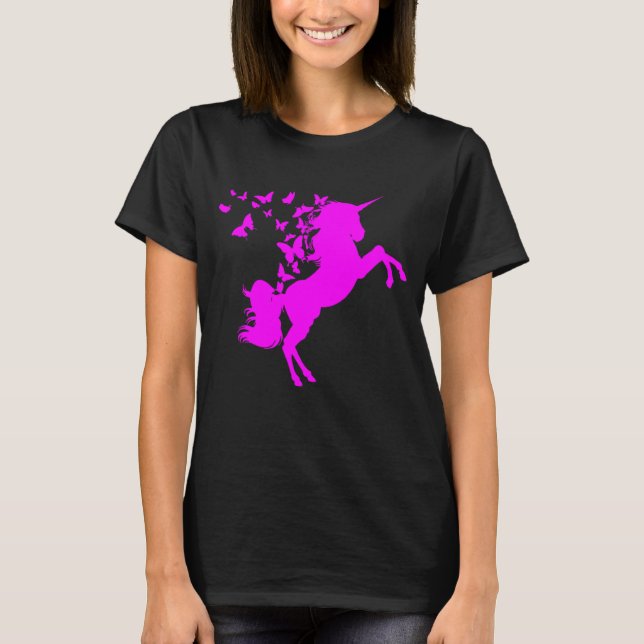Butterflies N Unicorns Magiska Älvor T Shirt (Framsida)