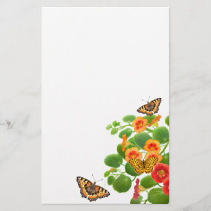 Butterflies & Nasturtium Flowers Stationery Brevpapper
