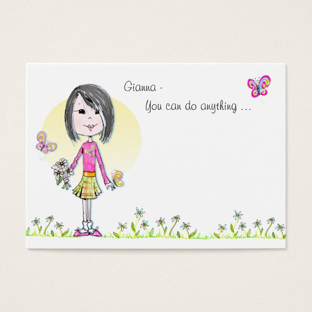 Butterflies n'Daisys front&back Lunchbox note! Visitkort (Framsidan)