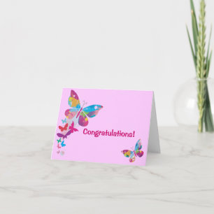 Butterflies Nyfödd bebis Girl Card Kort
