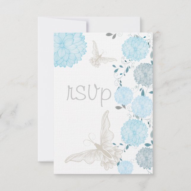 Butterflies och Blue Chrysanthemums OSA Kort (Framsida)