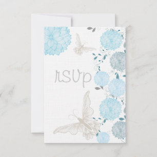 Butterflies och Blue Chrysanthemums OSA Kort