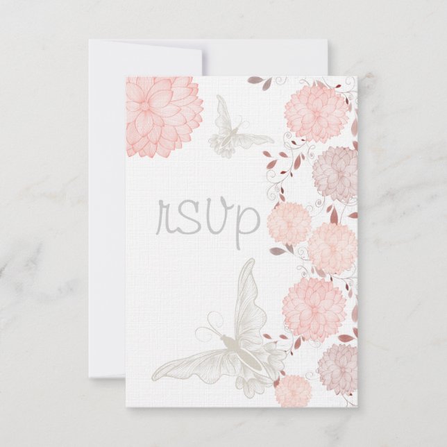 Butterflies och Coral Chrysanthemums OSA Kort (Framsida)