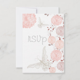 Butterflies och Coral Chrysanthemums OSA Kort